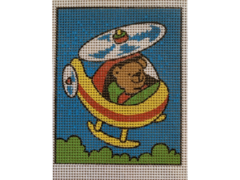Stramaj broderi - bamse i helikopter